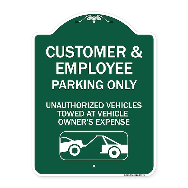 Signmission Parking Restriction Customer and Employee Parking Only Unauthorized Vehicles Towed at, GW-1824-23373 A-DES-GW-1824-23373 - main